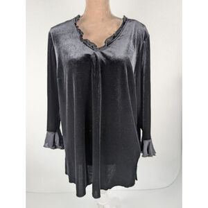 Impressions Velvet Tunic Top 1X Lettuce Whimsigoth Feminine Ruffle Y2K Witchy